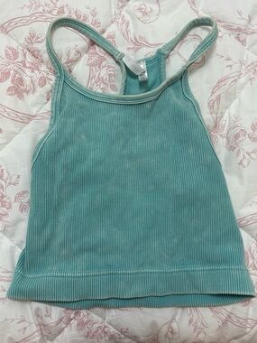 Amazon Women's Ribbed Tank Top in Teal Green